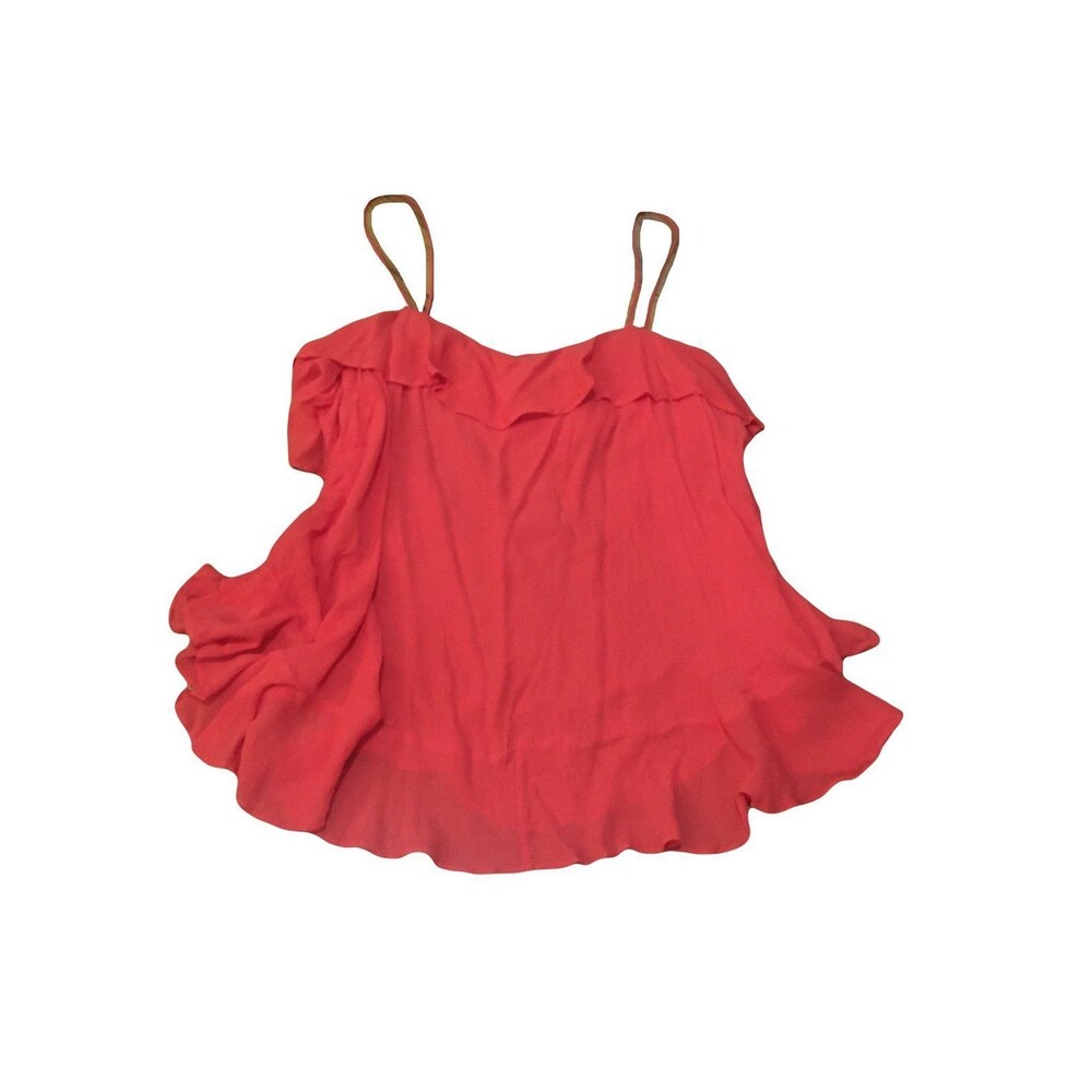 Intimately Free People SMALL Spaghetti Strap Top Orange Tiered Ruffles Romantic